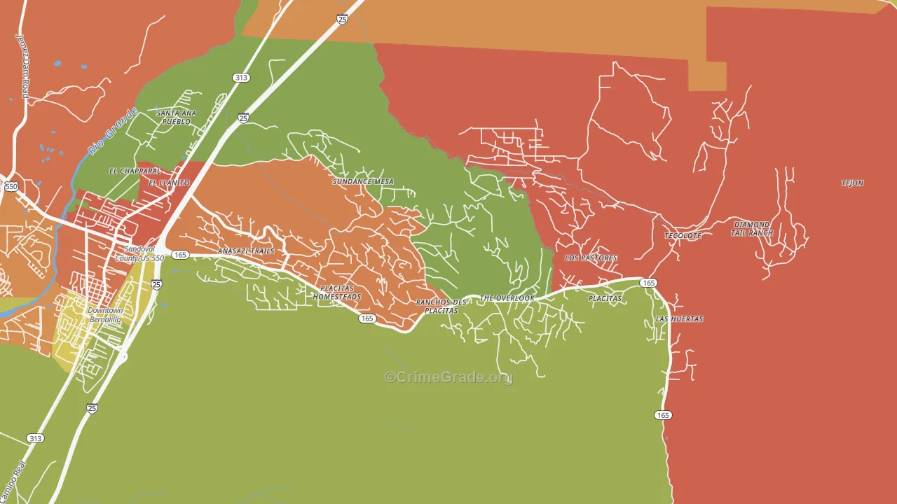 Placitas, NM Map of Robbery Rates