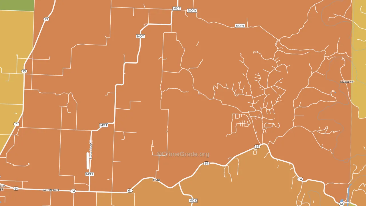 Plad, MO Map of Robbery Rates
