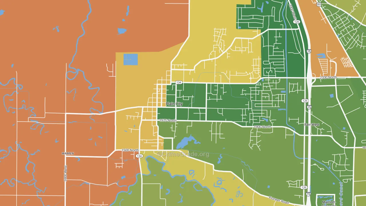 Plain City, UT Map of Robbery Rates