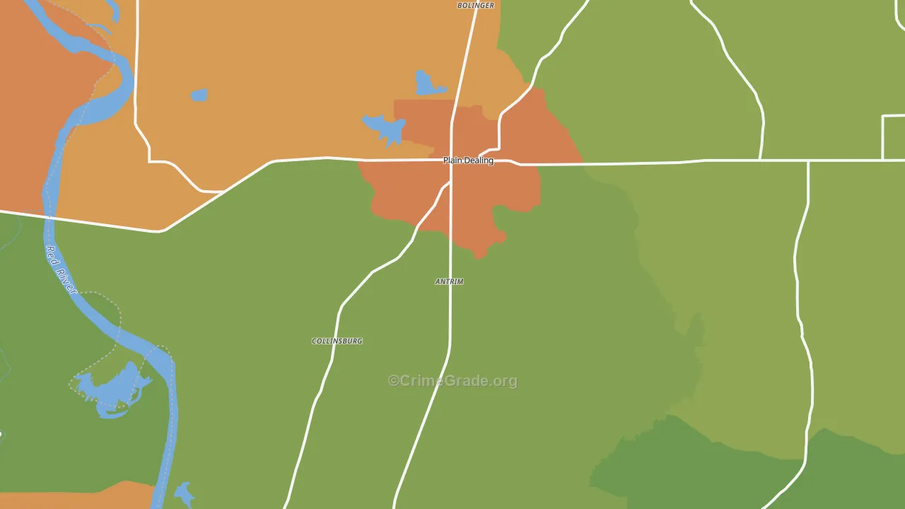 Plain Dealing, LA Map of Robbery Rates