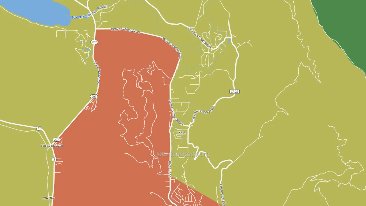 Plain, WA Map of Robbery Rates