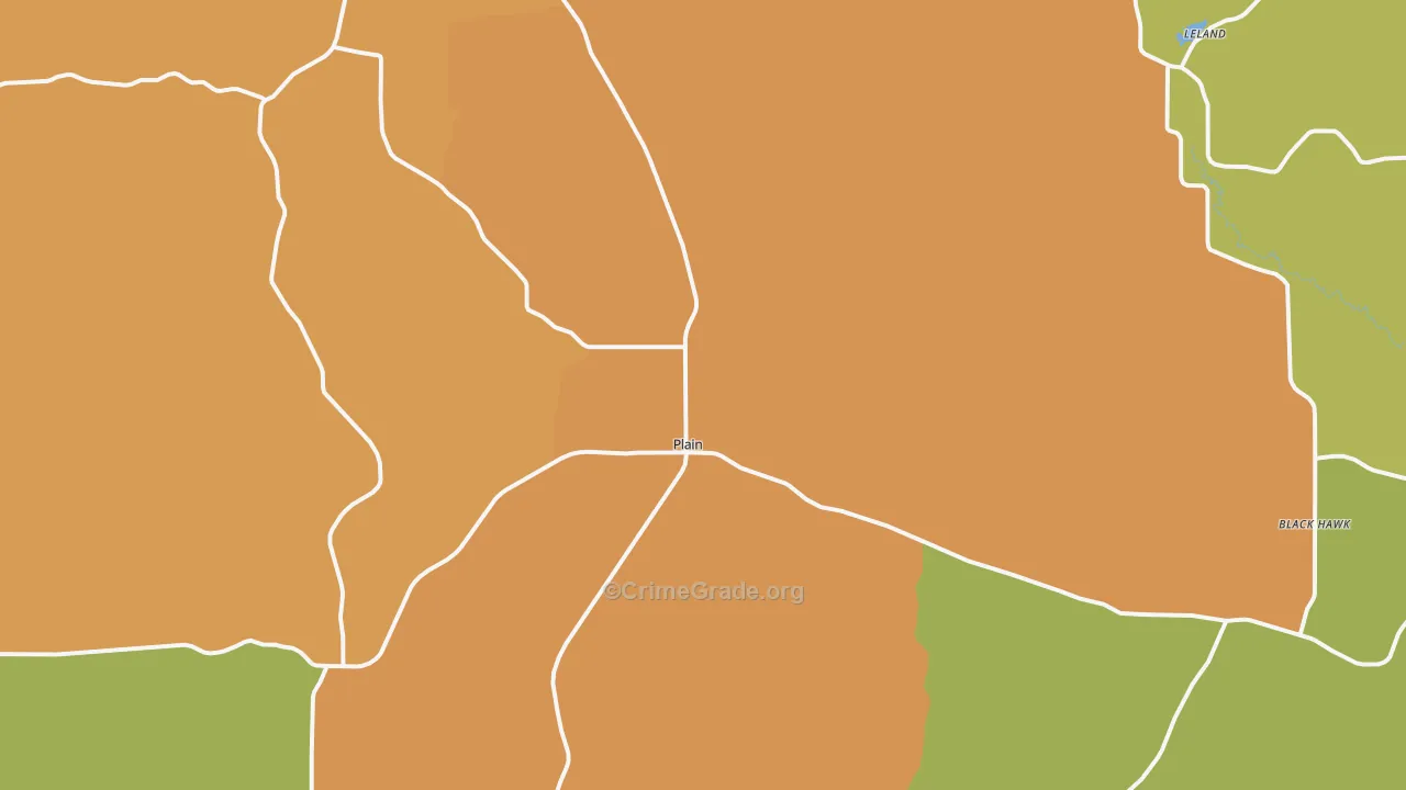 Plain, WI Map of Robbery Rates