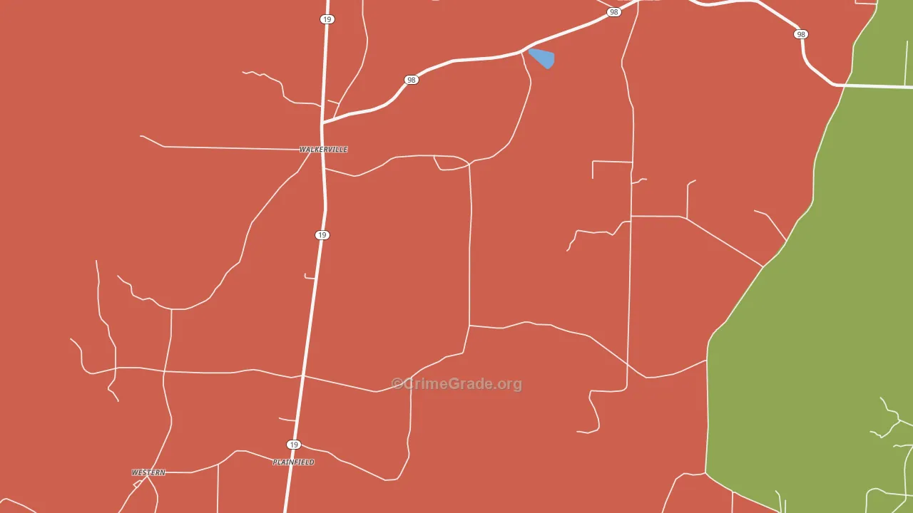 Plainfield, AR Map of Robbery Rates
