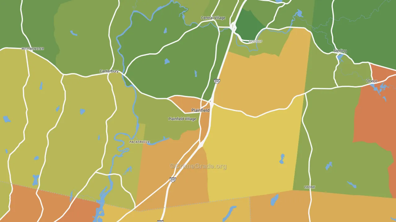 Plainfield, CT Map of Robbery Rates