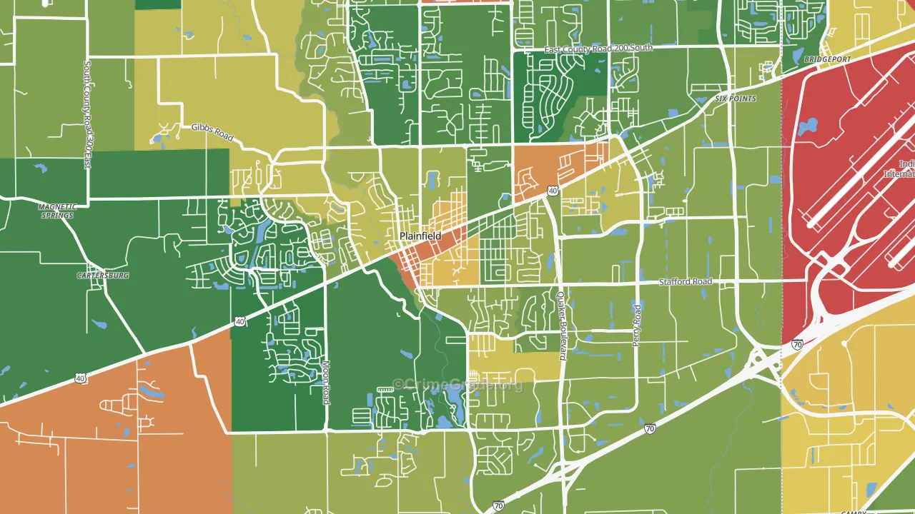 Plainfield, IN Map of Robbery Rates