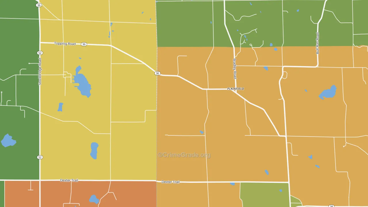 Plainfield, MI Map of Robbery Rates
