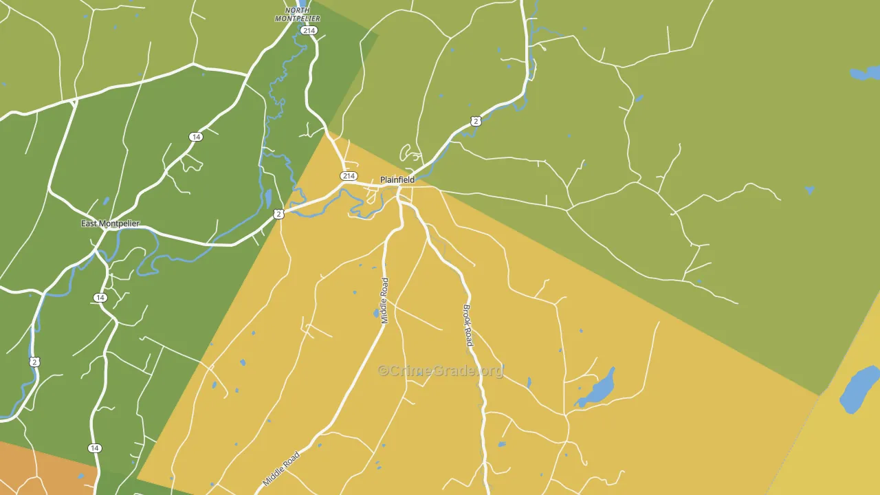 Plainfield, VT Map of Robbery Rates