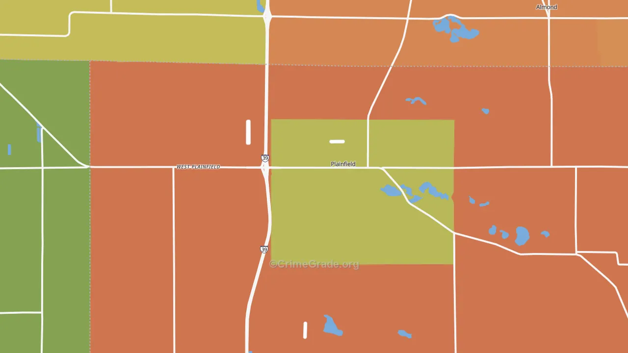 Plainfield, WI Map of Robbery Rates