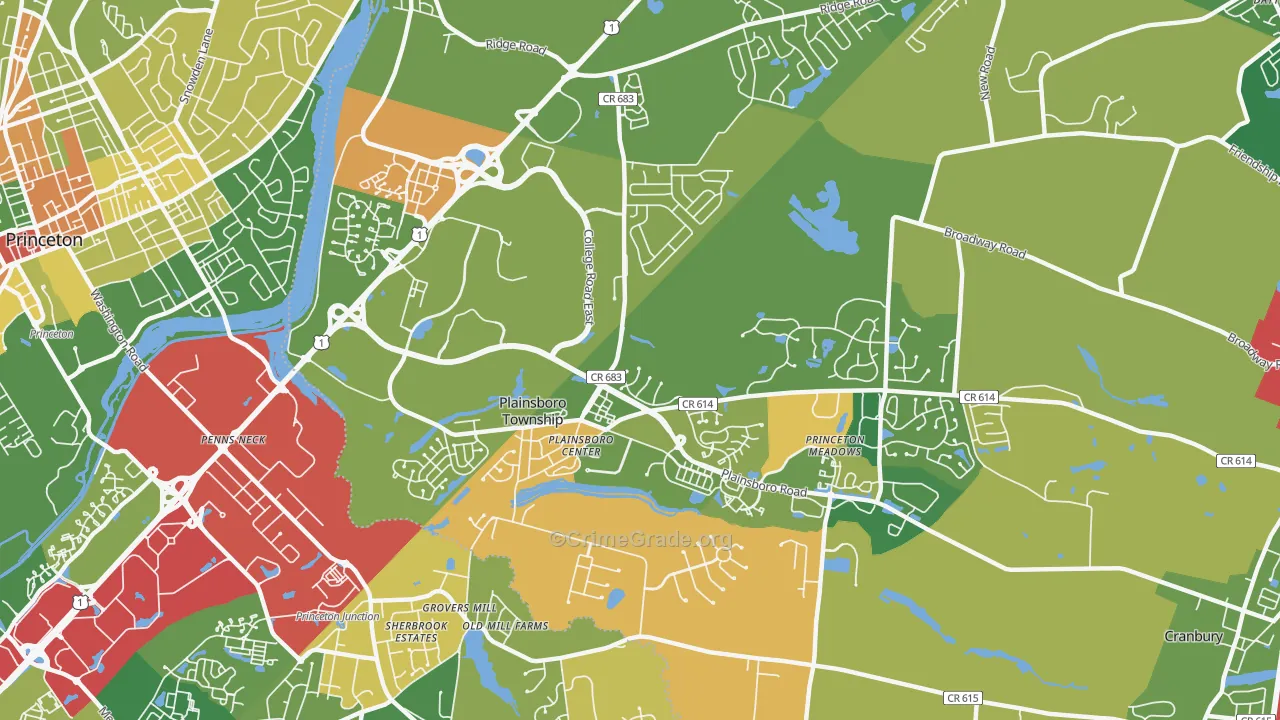 Plainsboro, NJ Map of Robbery Rates