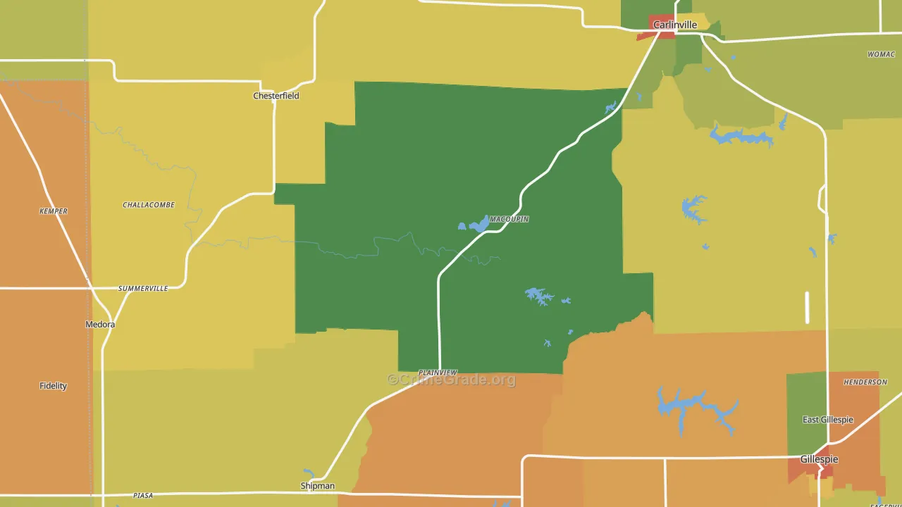 Plainview, IL Map of Robbery Rates