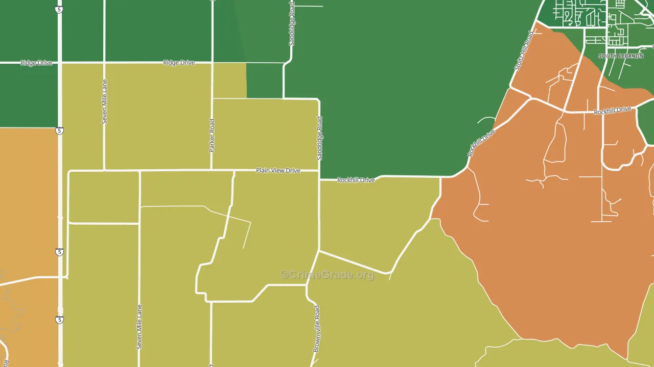 Plainview, OR Map of Robbery Rates
