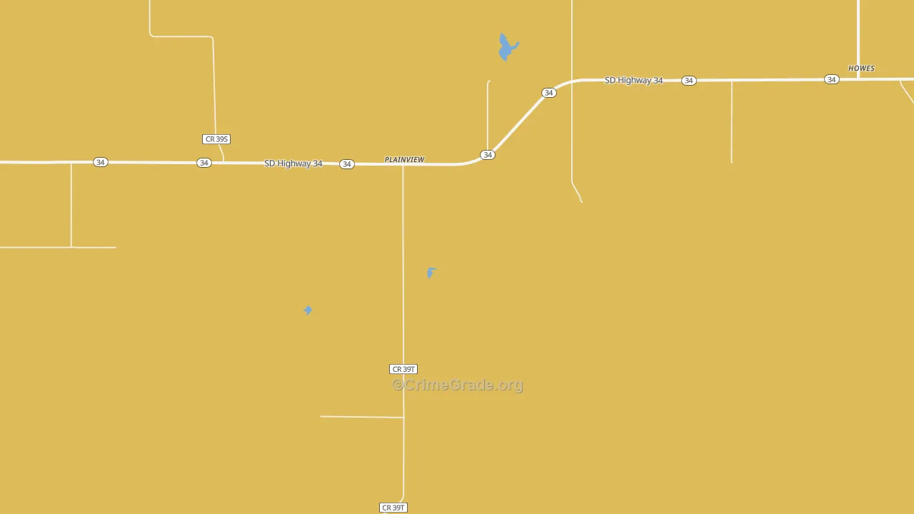 Plainview, SD Map of Robbery Rates