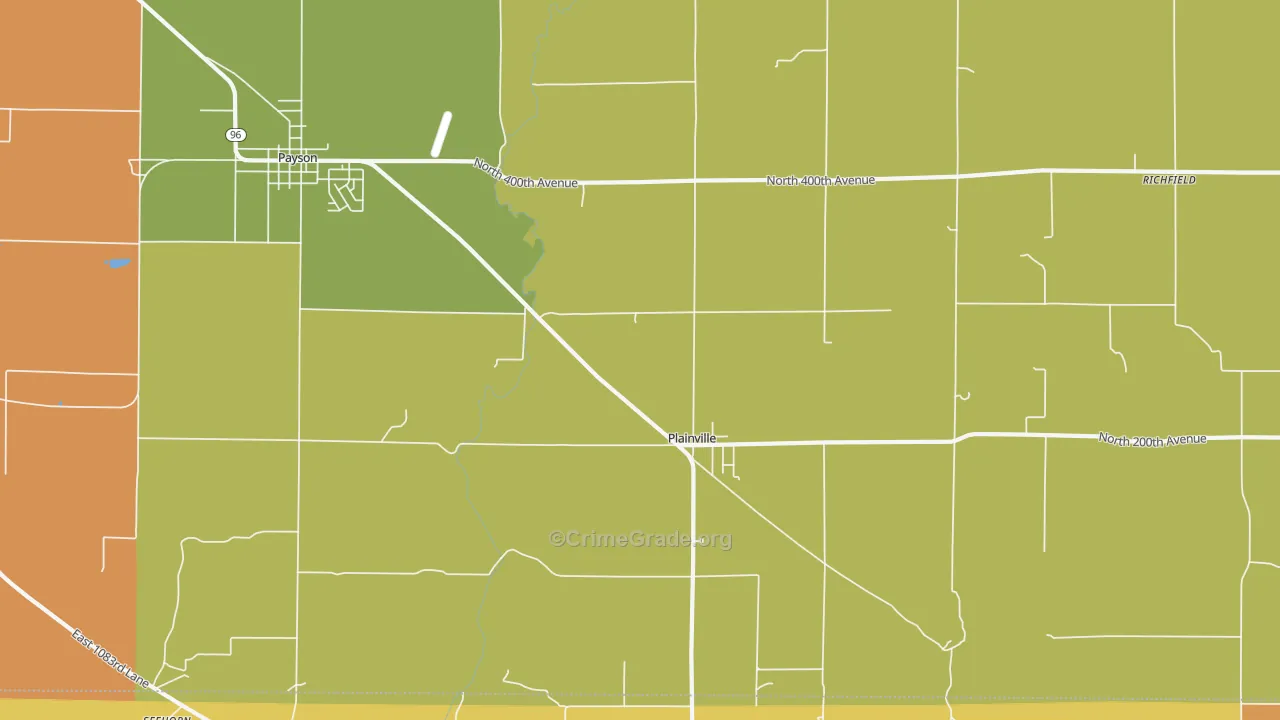 Plainville, IL Map of Robbery Rates