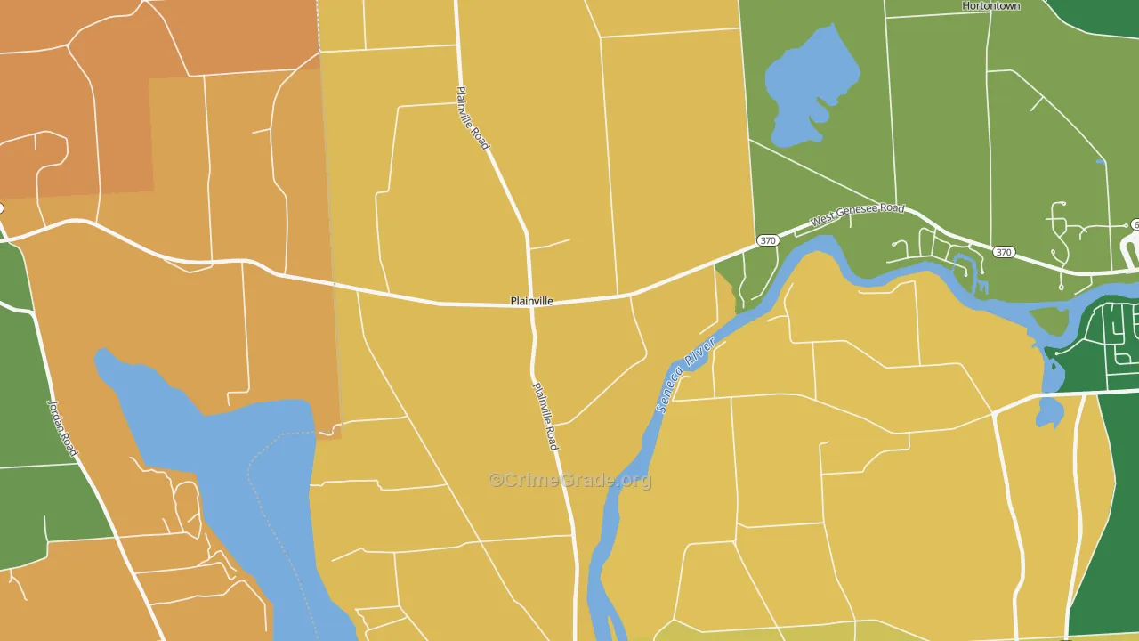 Plainville, NY Map of Robbery Rates
