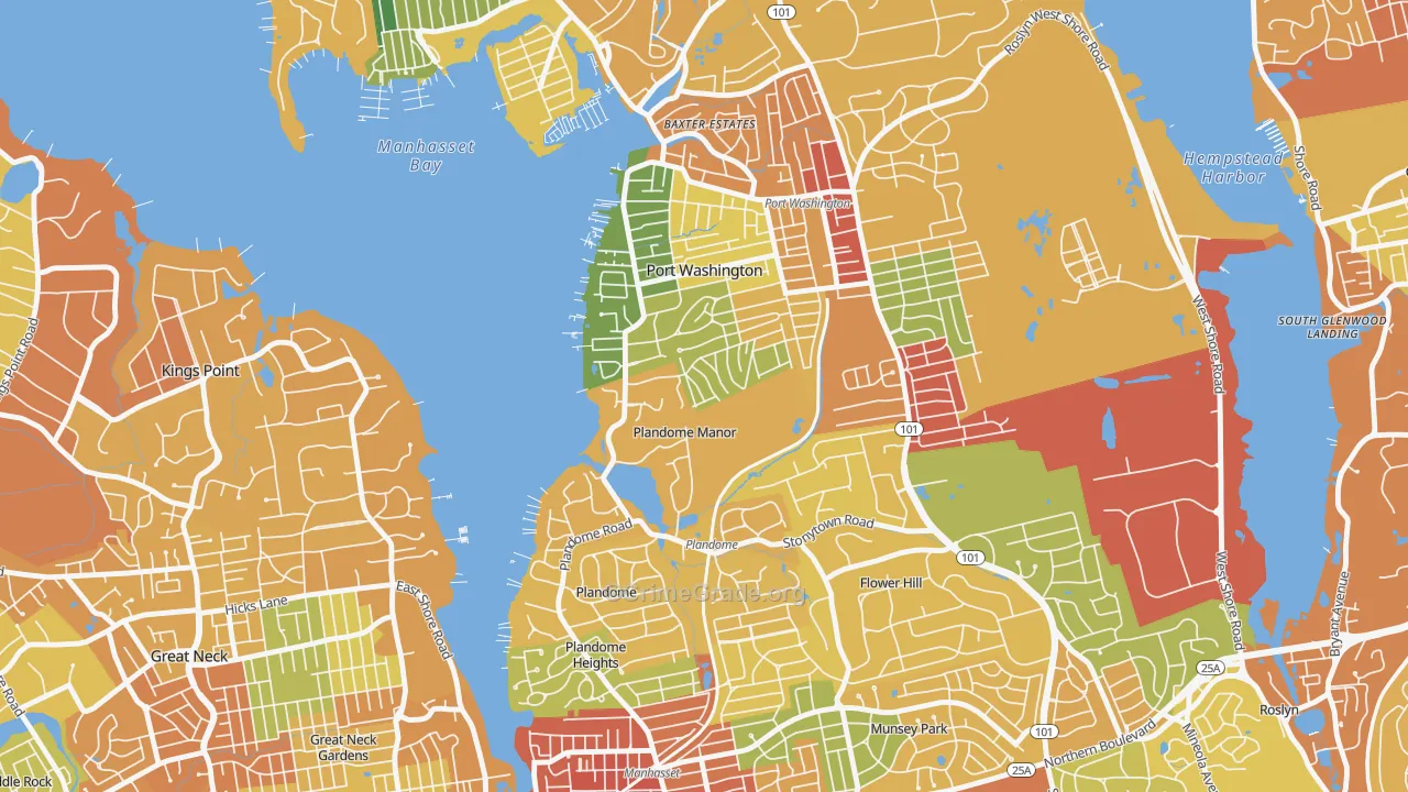 Plandome Manor, NY Map of Robbery Rates