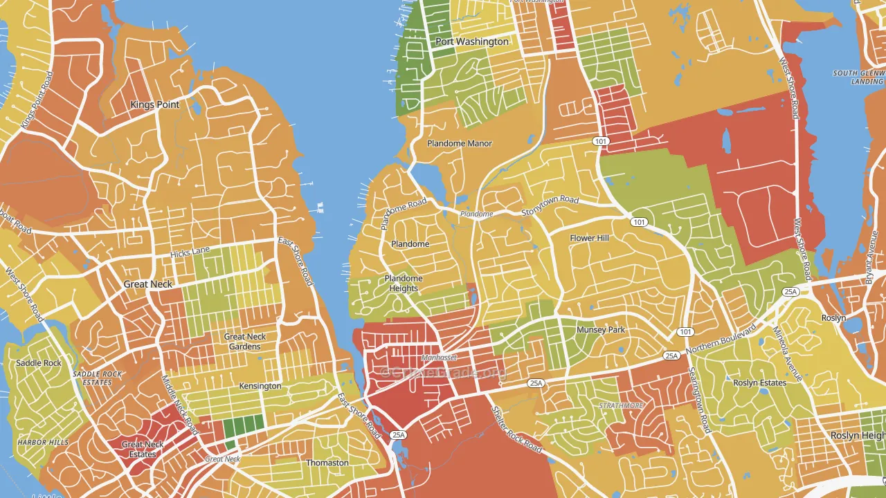 Plandome, NY Map of Robbery Rates
