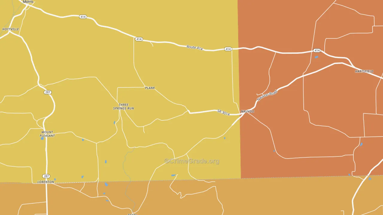 Plank, PA Map of Robbery Rates