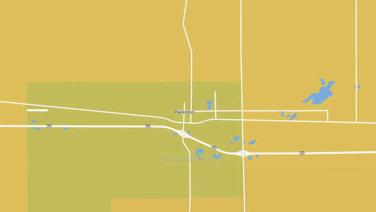Plankinton, SD Map of Robbery Rates