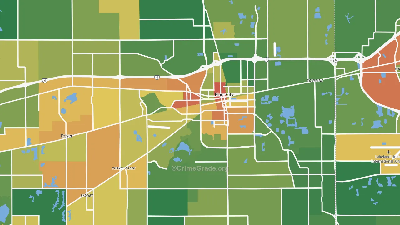 Plant City, FL Map of Robbery Rates