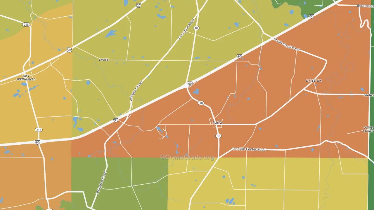 Platea, PA Map of Robbery Rates