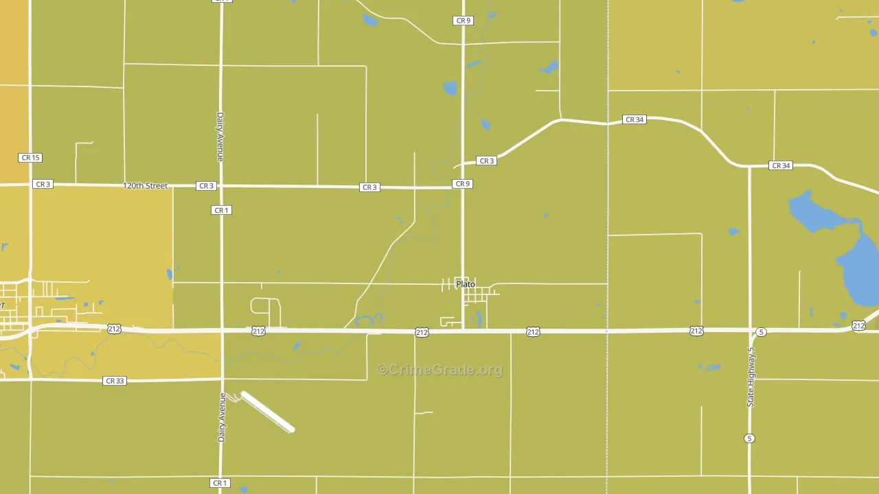Plato, MN Map of Robbery Rates