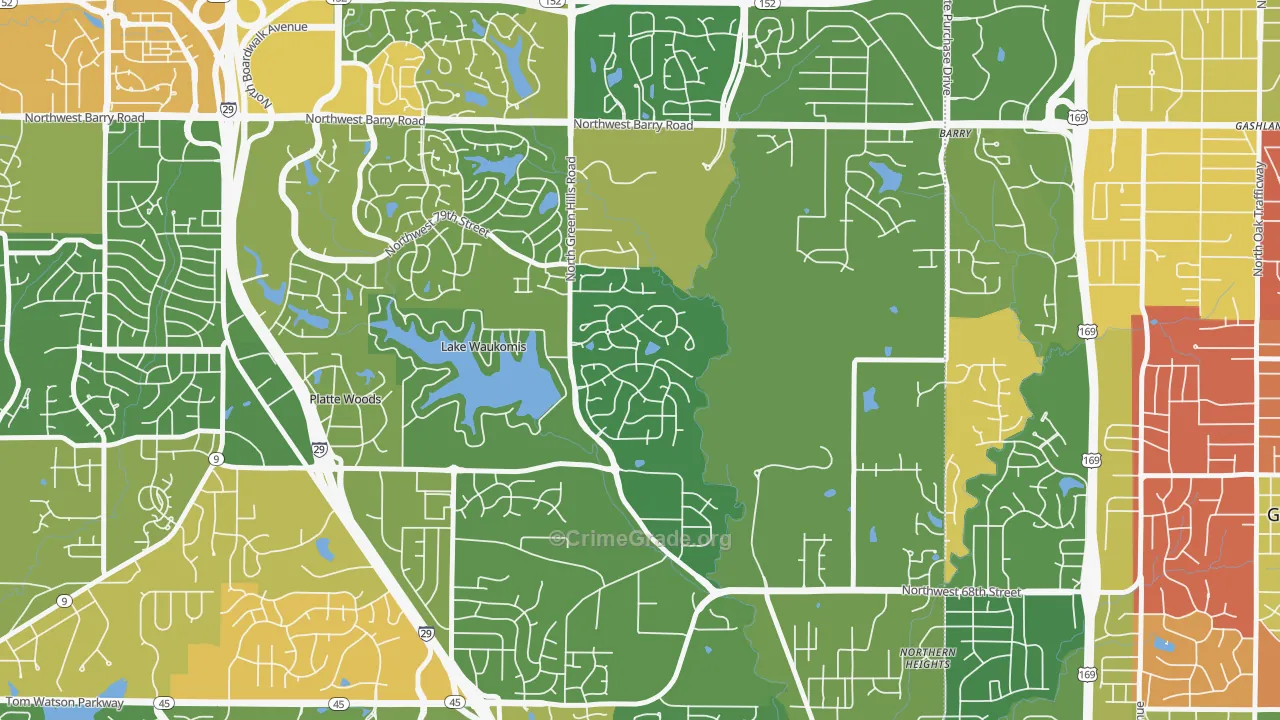 Platte Brook North, Kansas City, MO Map of Robbery Rates