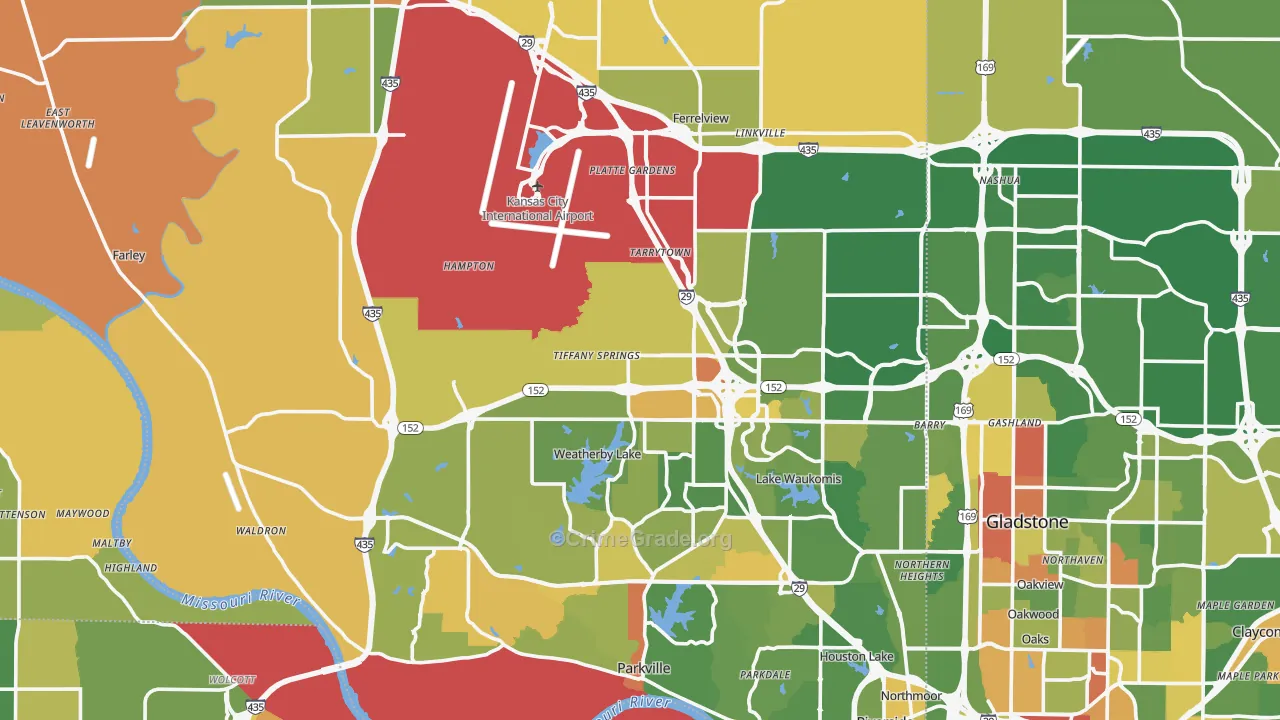 Platte County, MO Map of Robbery Rates