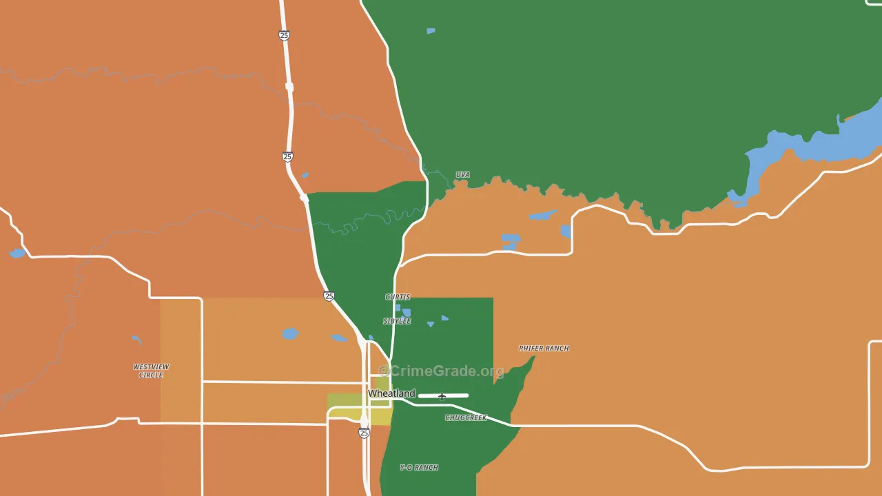 Platte County, WY Map of Robbery Rates