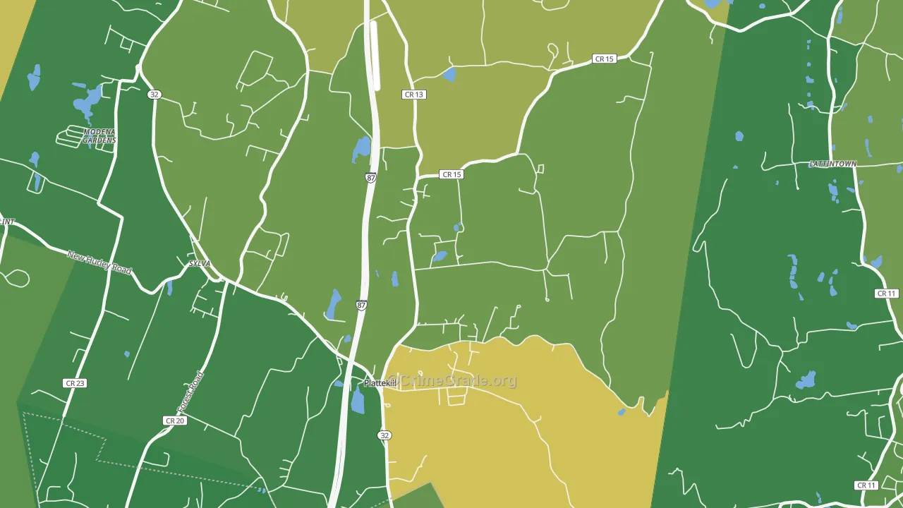Plattekill, NY Map of Robbery Rates