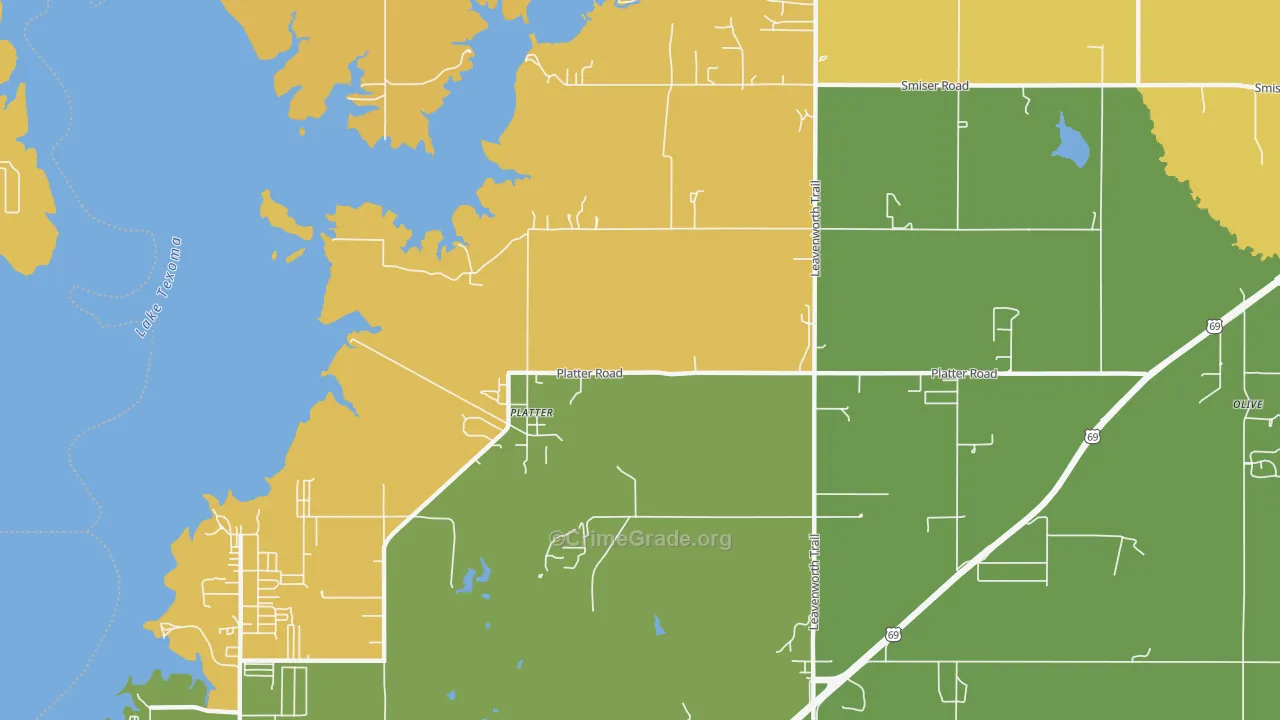 Platter, OK Map of Robbery Rates