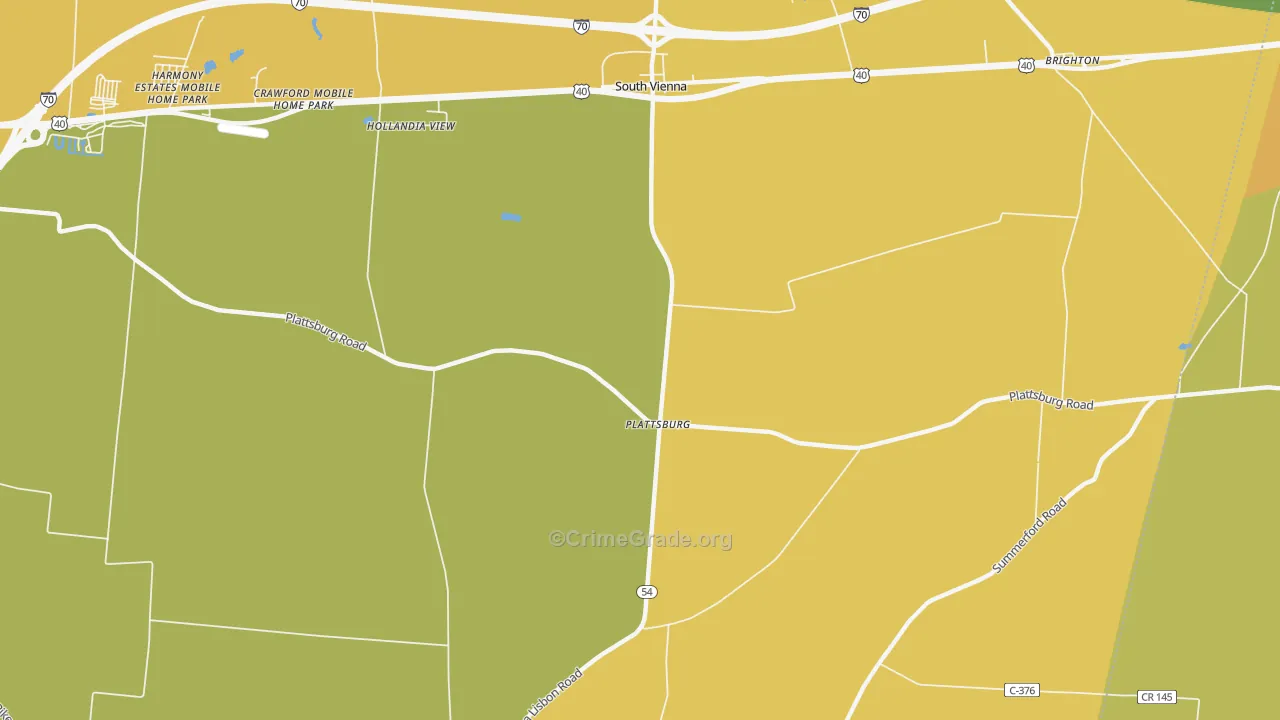 Plattsburg, OH Map of Robbery Rates