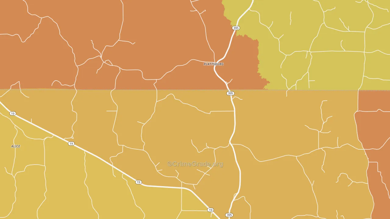 Plattsburgh, MS Map of Robbery Rates