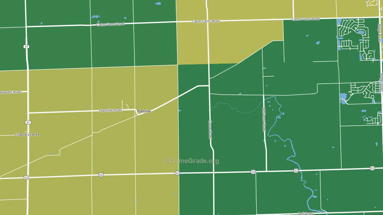 Plattville, IL Map of Robbery Rates
