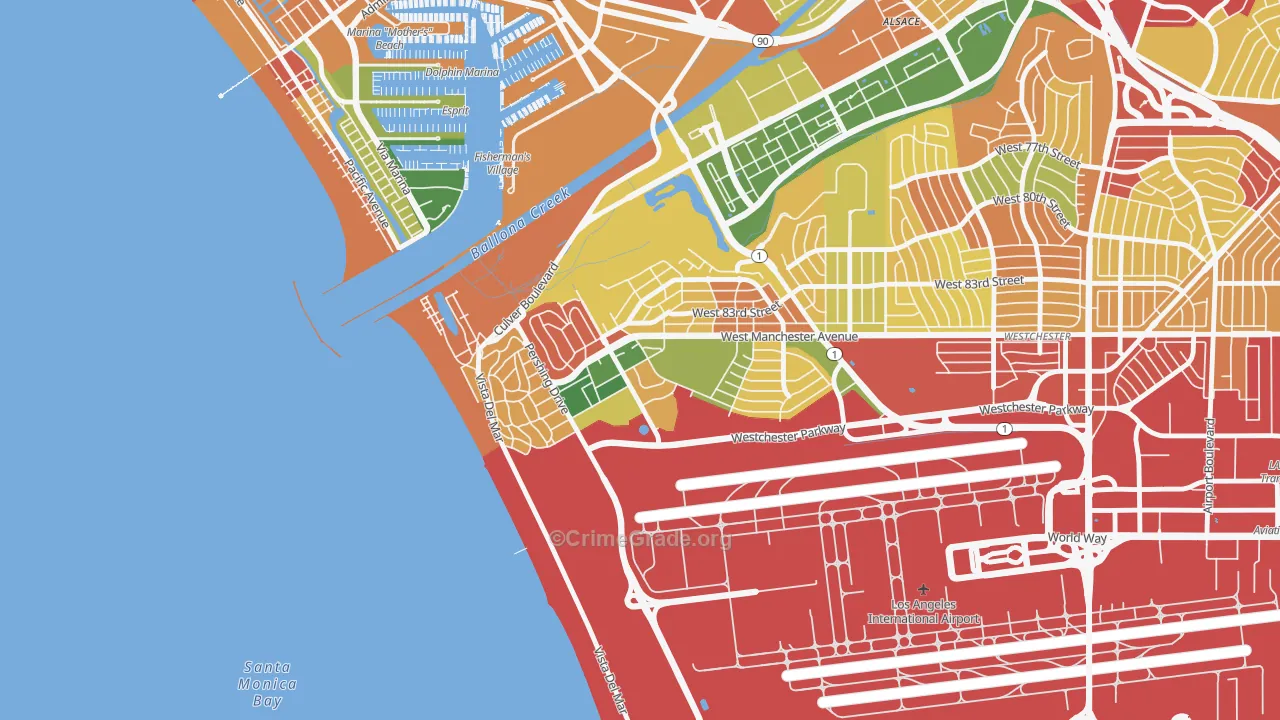 Playa del Ray, Playa Del Rey, CA Map of Robbery Rates