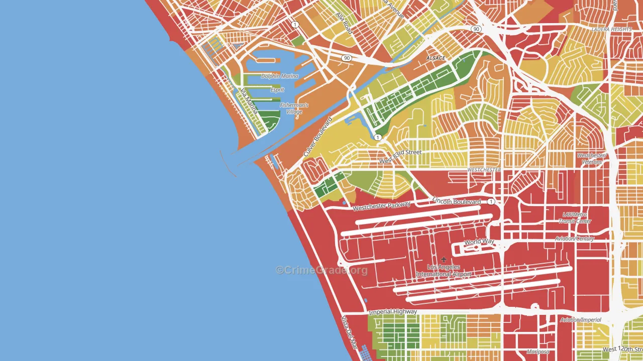 Playa Del Rey, CA Map of Robbery Rates