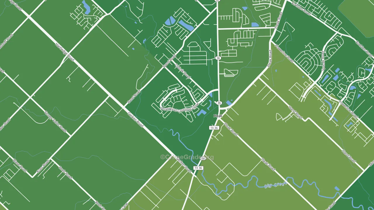 Pleak, TX Map of Robbery Rates