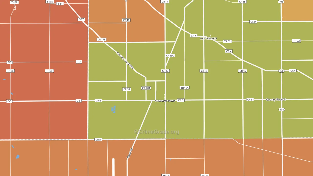Pleasant Bend, OH Map of Robbery Rates