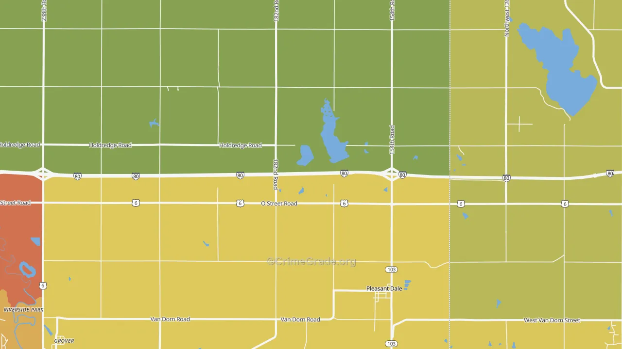 Pleasant Dale, NE Map of Robbery Rates