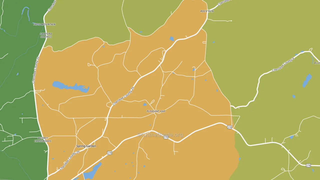 Pleasant Gap, AL Map of Robbery Rates