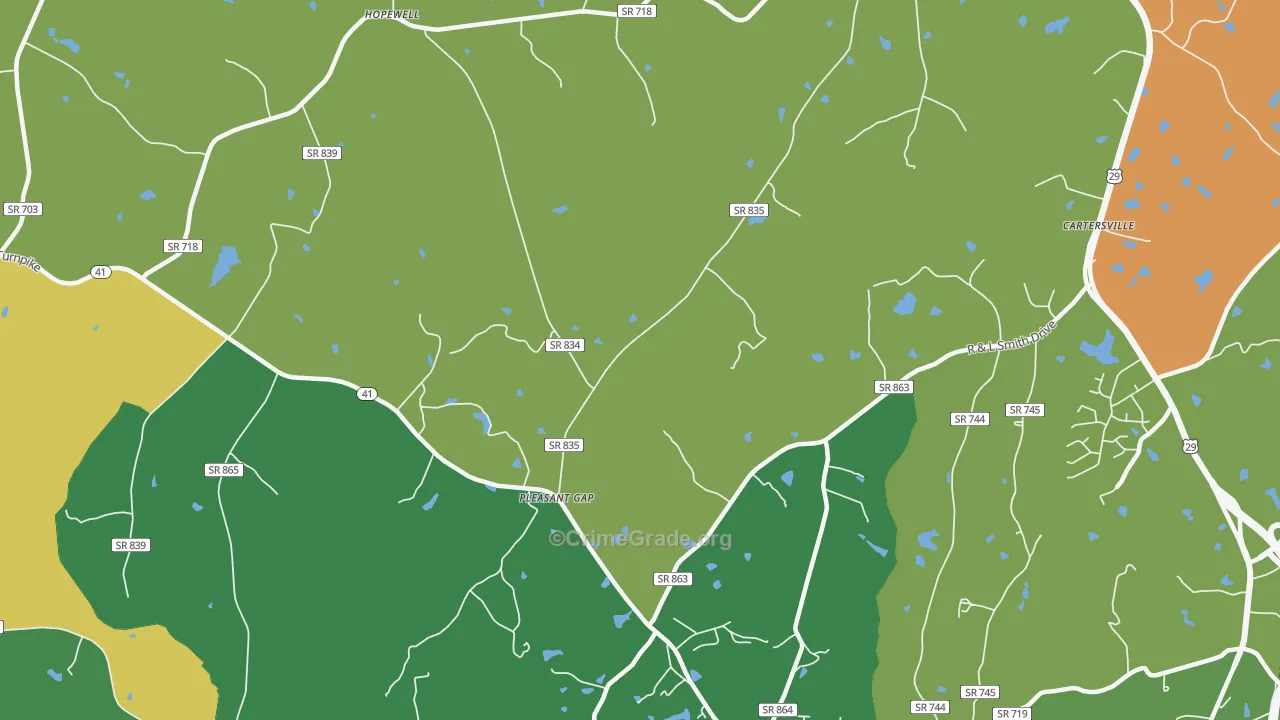 Pleasant Gap, VA Map of Robbery Rates