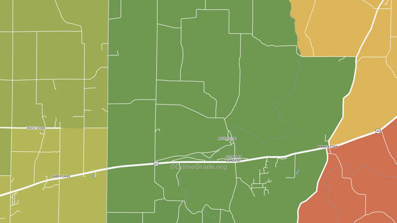Pleasant Gardens, IN Map of Robbery Rates