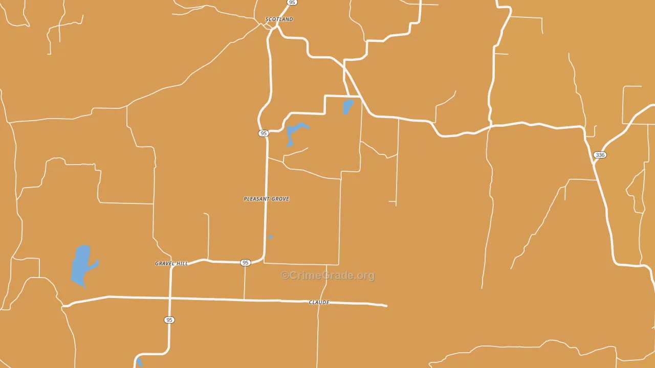 Pleasant Grove, AR Map of Robbery Rates