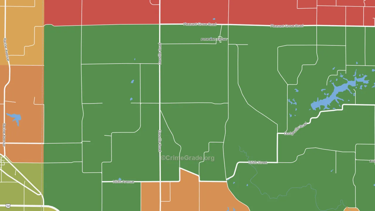 Pleasant Grove, IA Map of Robbery Rates