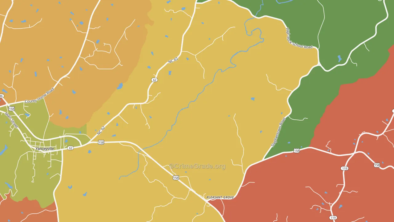 Pleasant Grove, NC Map of Robbery Rates