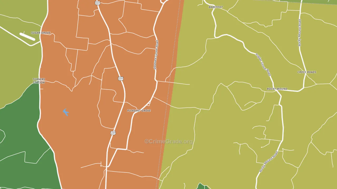 Pleasant Grove, TN Map of Robbery Rates