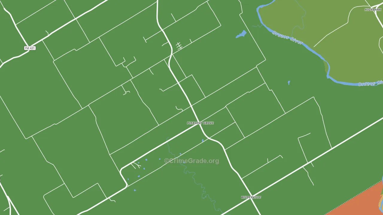 Pleasant Grove, TX Map of Robbery Rates