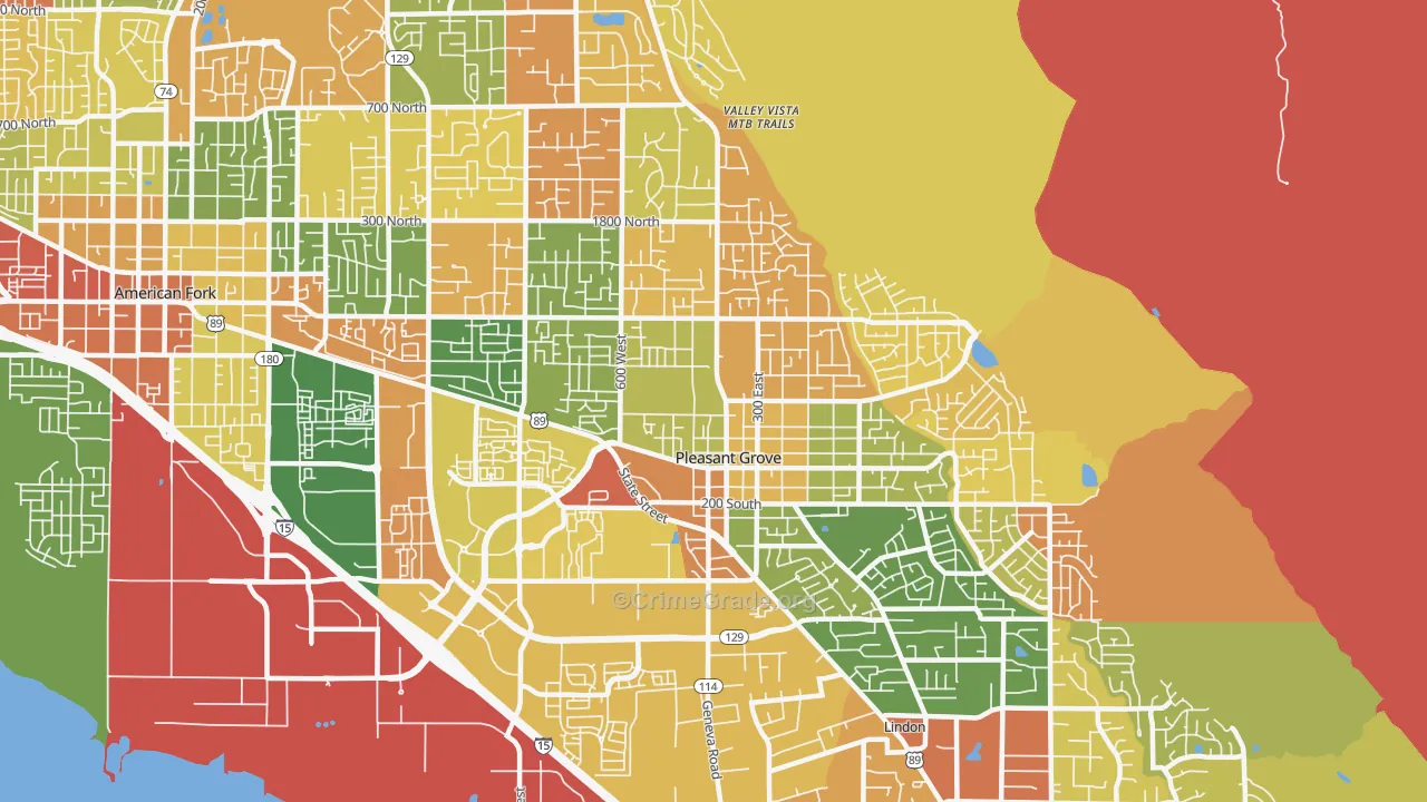 Pleasant Grove, UT Map of Robbery Rates