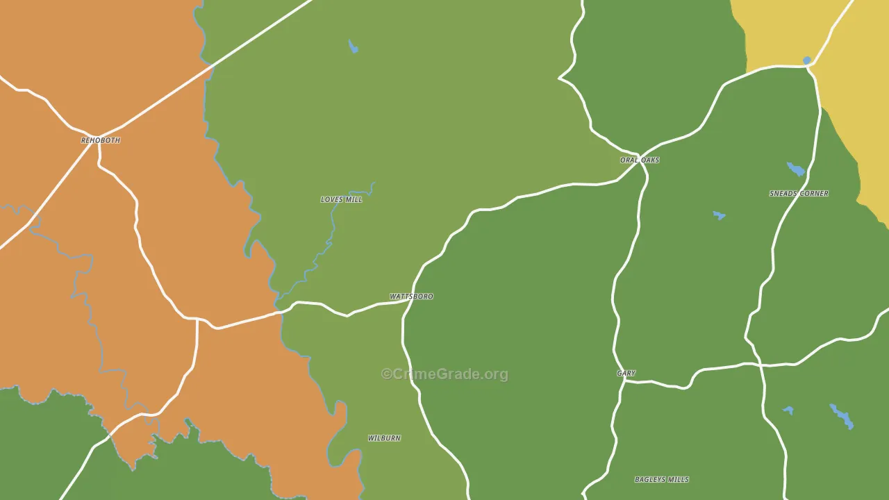 Pleasant Grove, VA Map of Robbery Rates