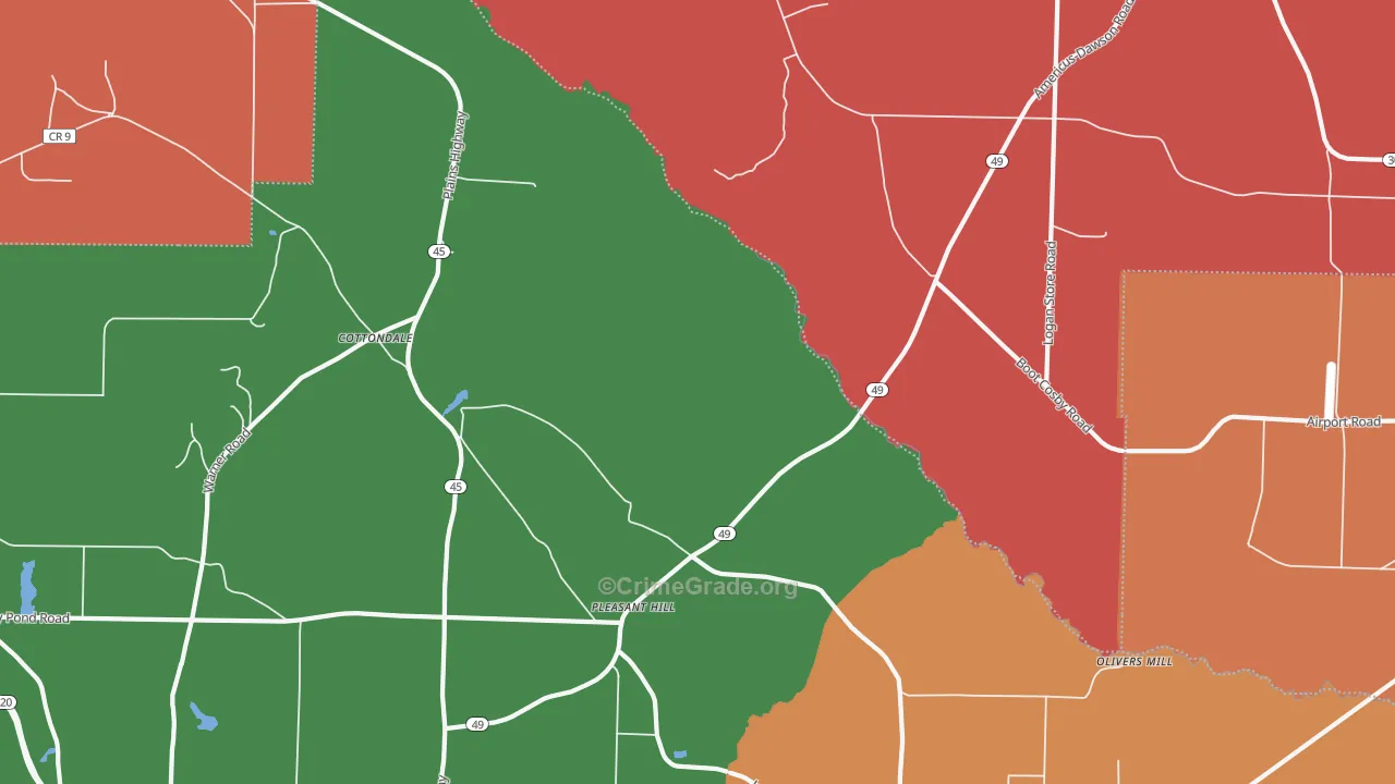 Pleasant Hill, GA Map of Robbery Rates