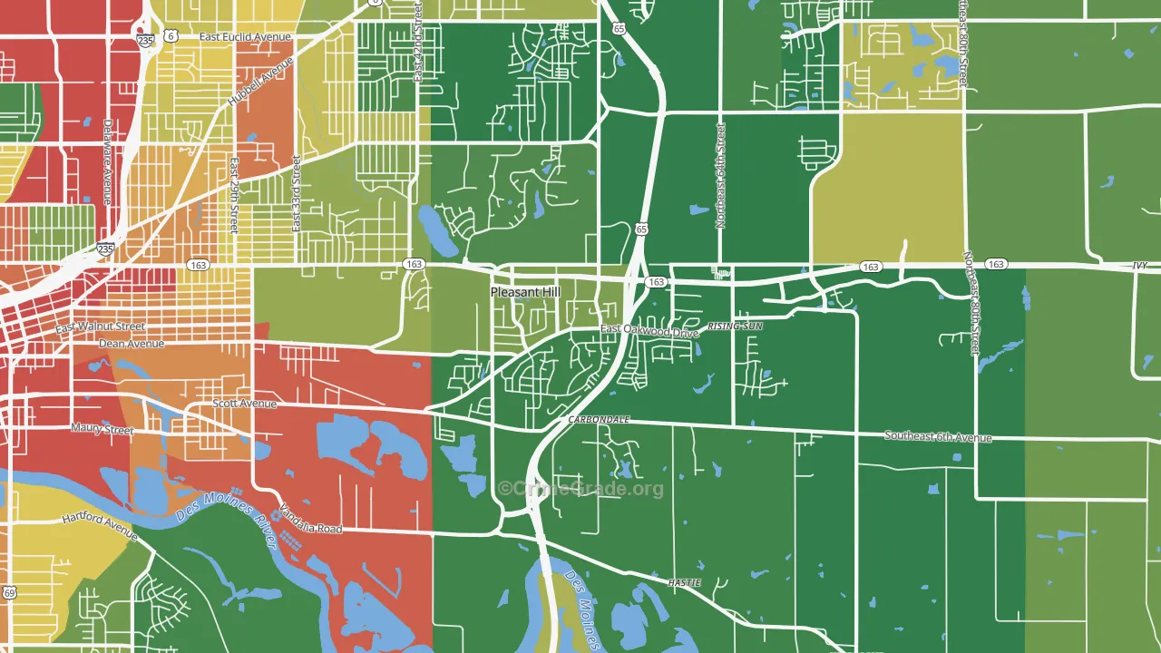 Pleasant Hill, IA Map of Robbery Rates